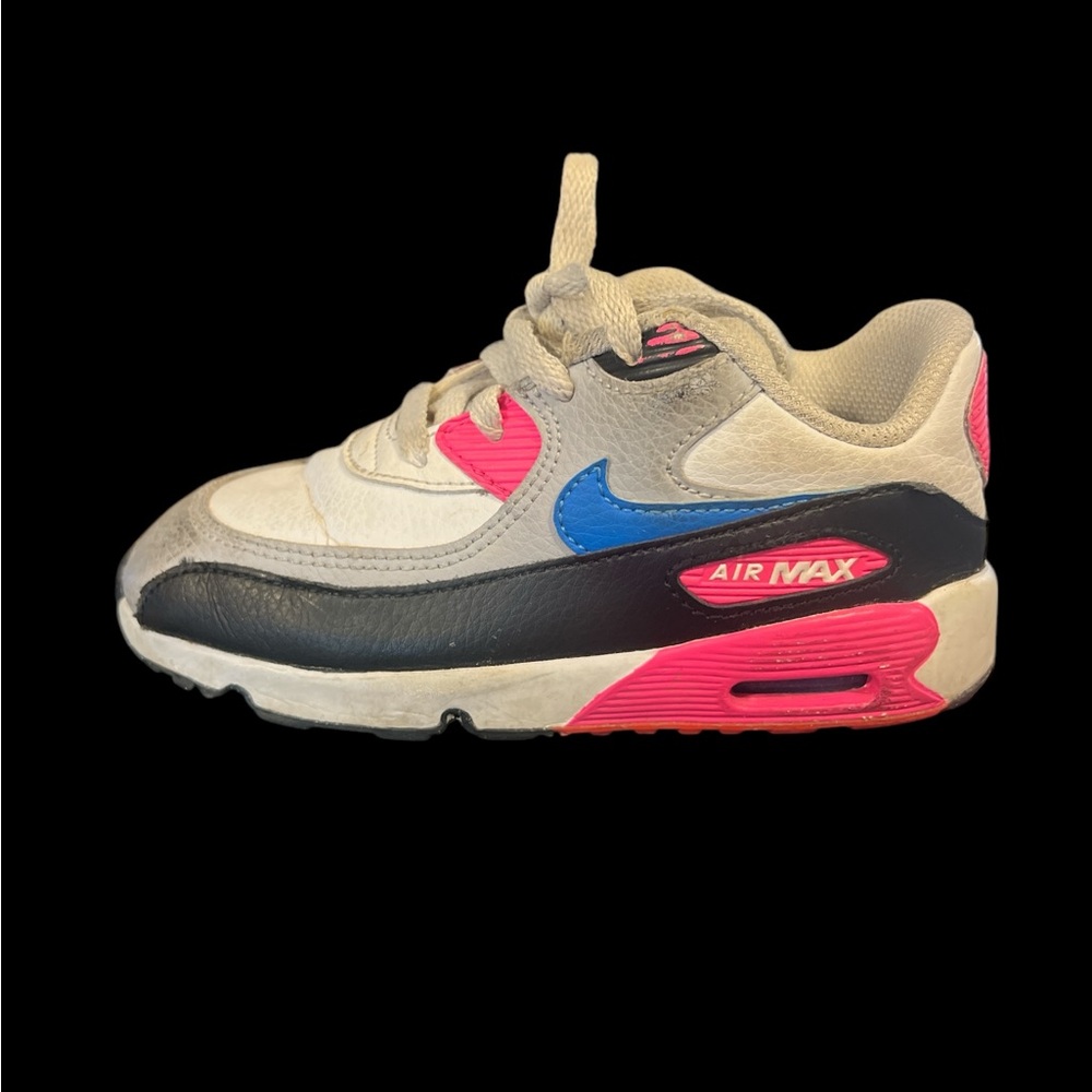 NIKE | TODDLER GIRLS AIR MAX PINK. BLACK WHITE AND BLUE SHOES 10C